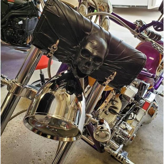 ブラック レザー フォークバッグ スカル ハーレーダビッドソン