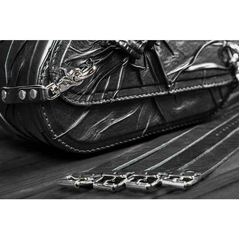 HARLEY-DAVIDSON ハーレーダビッドソン ボストンバック レザー 黒 ブラック レザー サドルバッグ 右側 スカル ハーレー