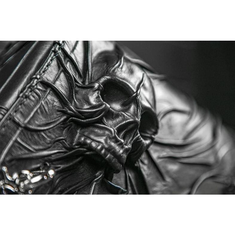 ブラック レザー サドルバッグ 右側 スカル ハーレーダビッドソン