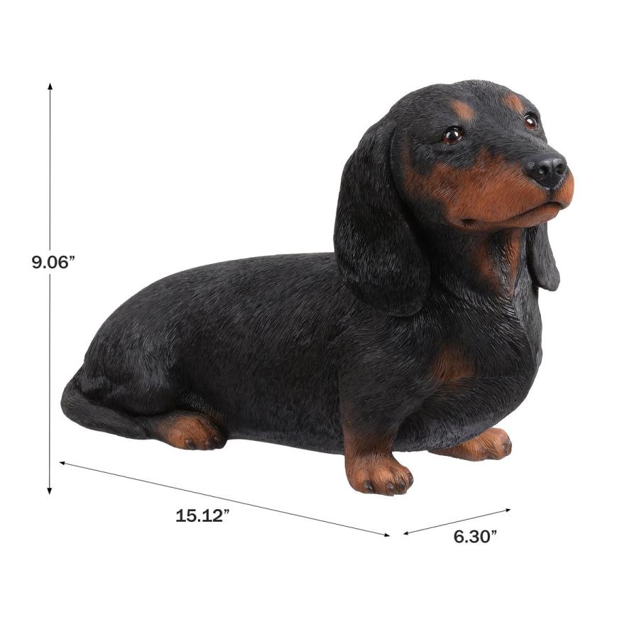 ダックスフンド 犬 置物 リアル ブラウン ガーデン彫像 インテリア