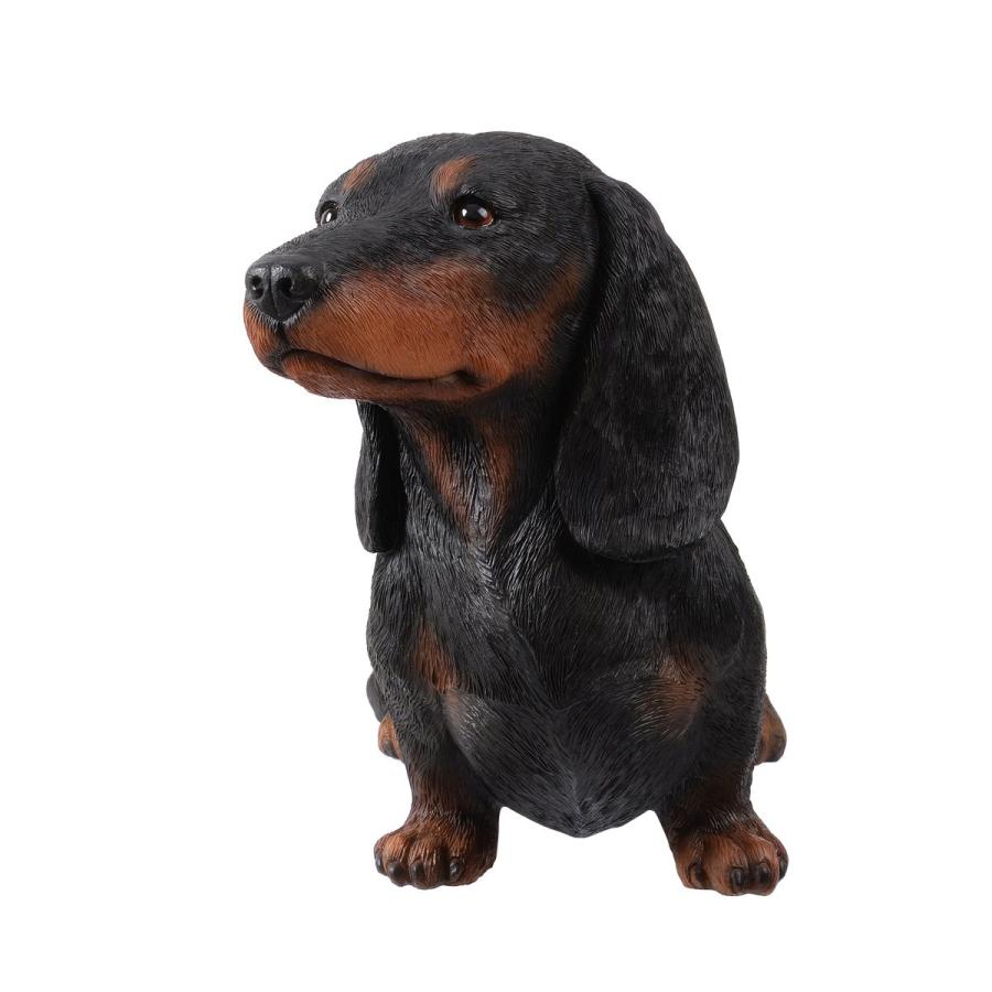 ダックスフンド 犬 置物 リアル ブラウン ガーデン彫像 インテリア