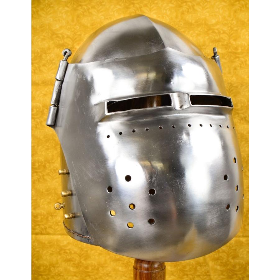中世 14ゲージスチール製 グレート バシネットヘルム 着用可 兜 西洋 鎧 甲冑 ヨーロッパ