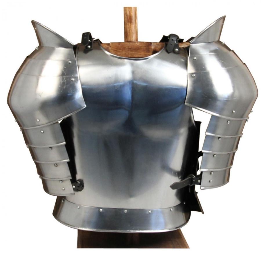 中世 18ゲージスチール製 ハンドフォージ アーマー キュイラス 肩当てセット 着用可 西洋 鎧 甲冑 ヨーロッパ コスプレ 衣装 :KS