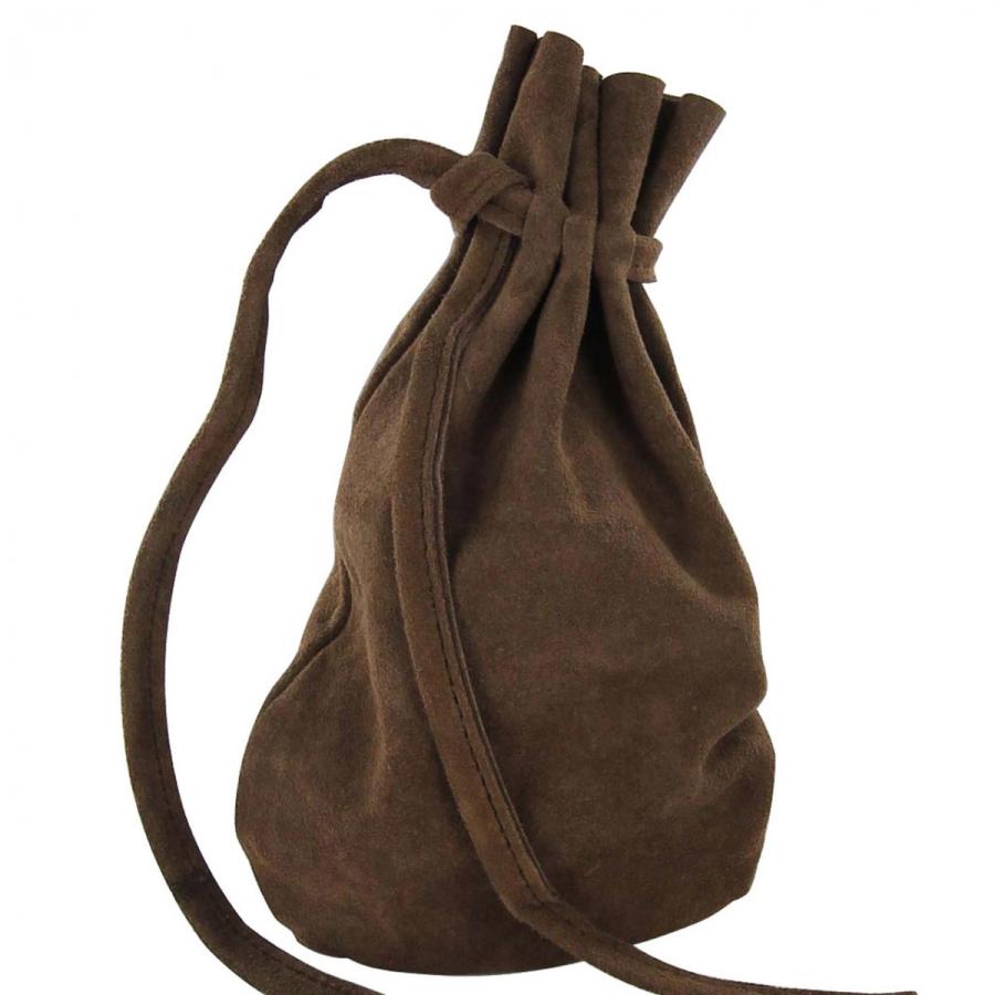 中世 スエードレザー製 ジャーニー バッグ ポーチ ブラウン : B&E