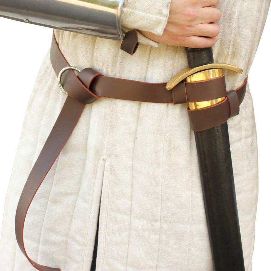 中世 レザー製 プレミアム ダブル ストラップ ベルト 飾り帯 剣