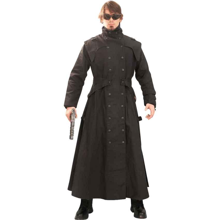 スチームパンク衣装 長コート　人工皮革黒 Amazon.co.jp: [Exsaupy] コート メンズ スチーム パンク 風