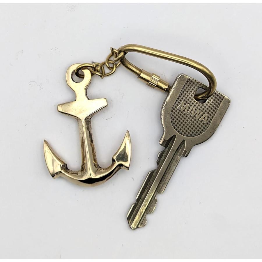 真鍮製アンティークキーホルダー 錨 イカリ キーリング キーチェーン