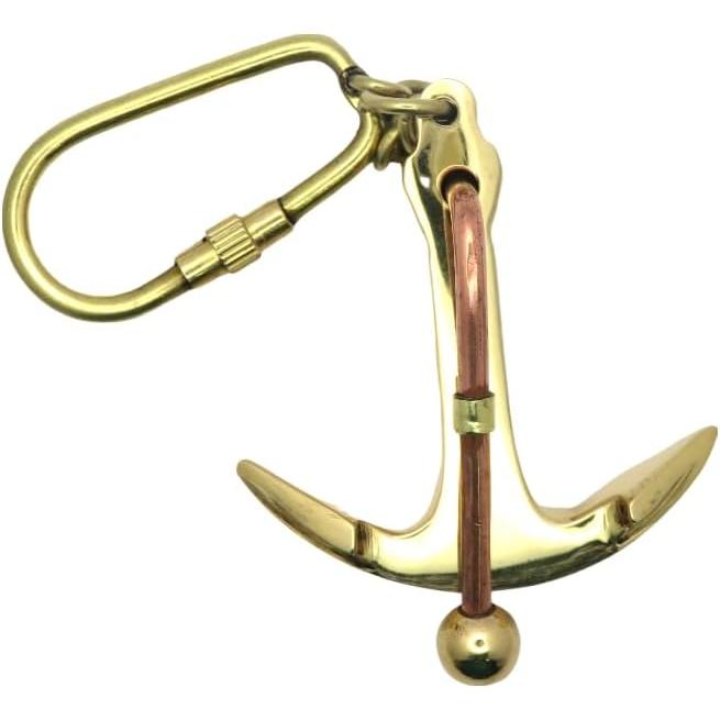 真鍮製アンティークキーホルダー イカリ 錨 キーリング キーチェーン