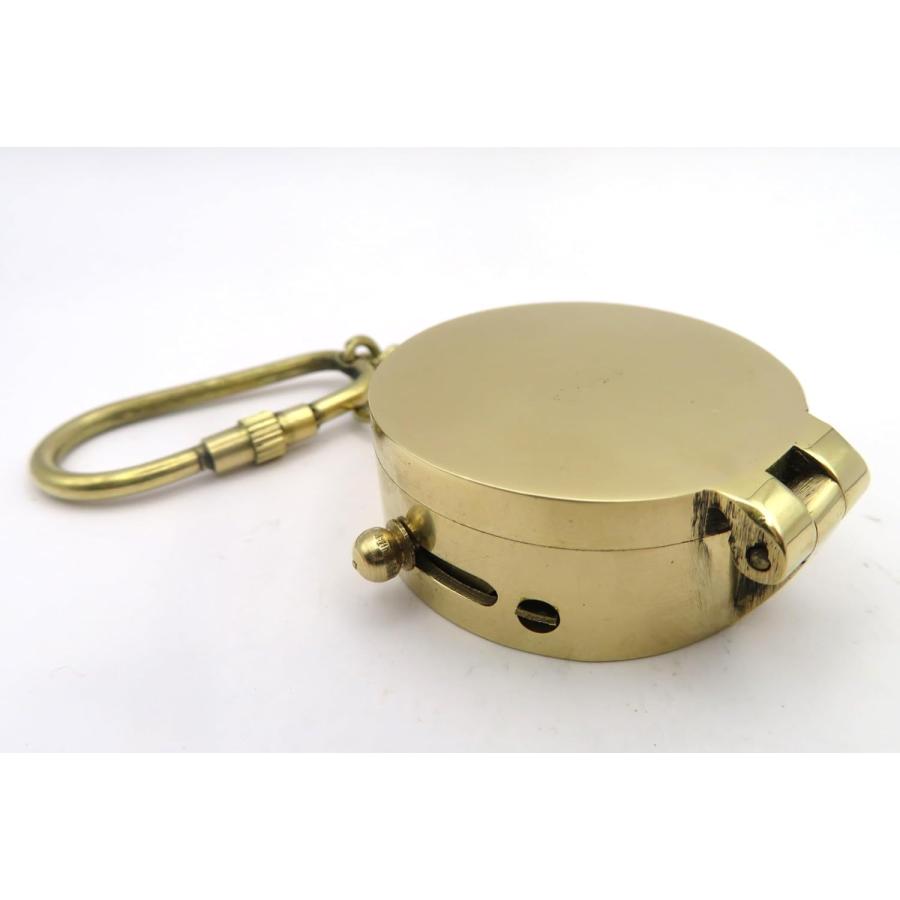 真鍮製アンティークキーホルダー コンパス 方位磁針 キーリング キー