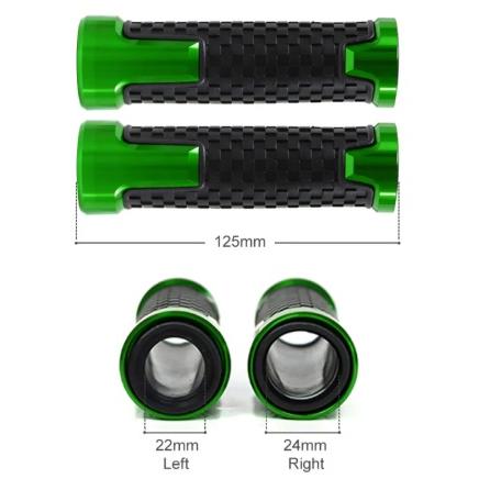 Ninja ロゴ入り 汎用ハンドルグリップ 左右セット バーエンド付き 250 400 650 1000 SX ZX-6R ZX-10R ZX-25R カワサキ ニンジャ KAWASAKI 社外品 グリーン 緑 | Ninja | 01