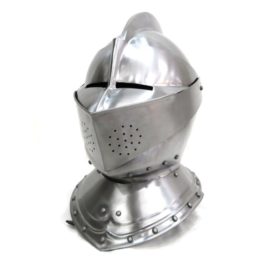 中世 18ゲージスチール製 イングリッシュ クローズヘルム レザー