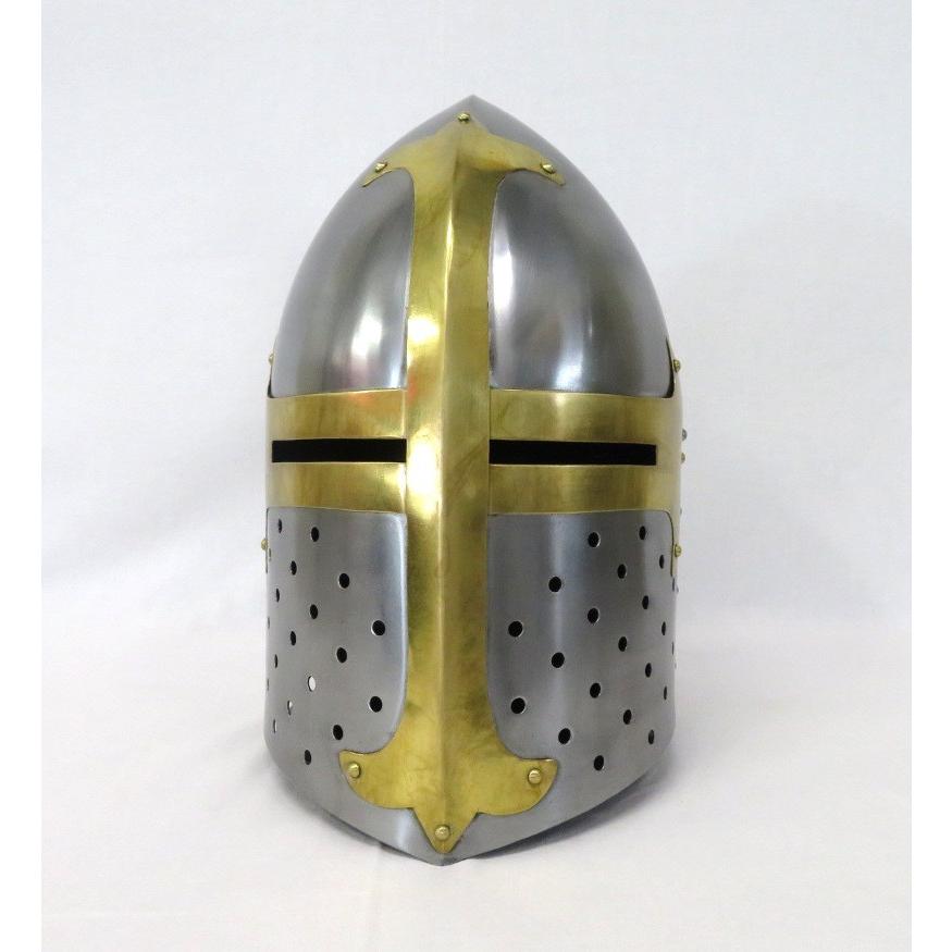 中世 スチール製 シュガーローフ グレートヘルム 着用可 兜 西洋 鎧