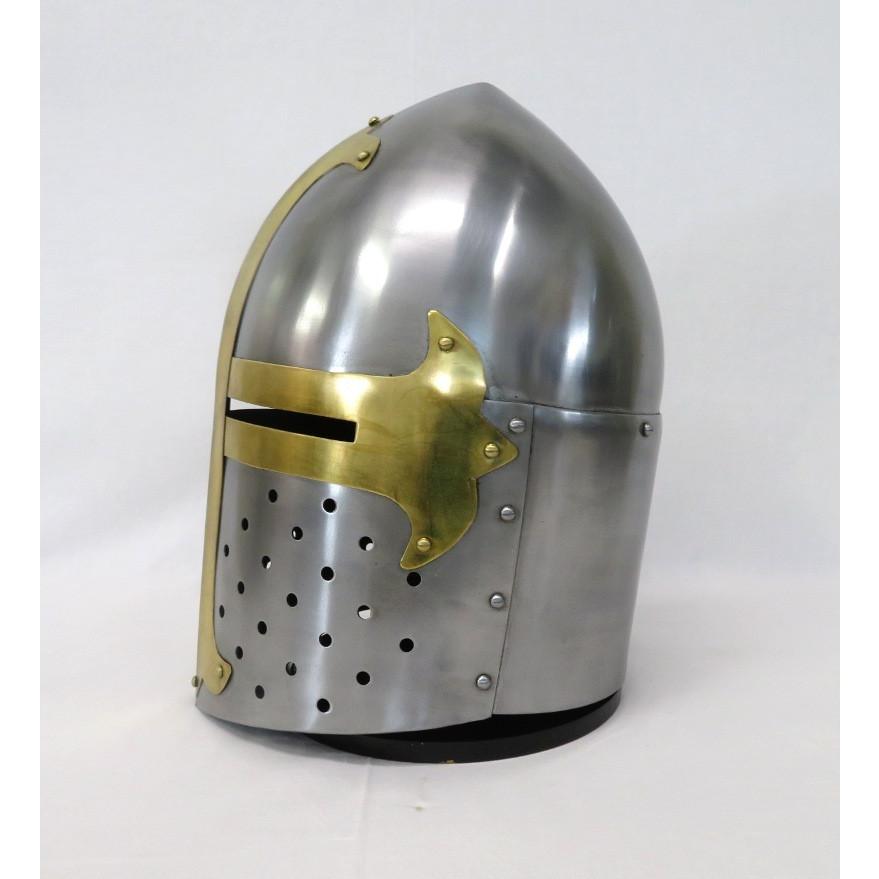 中世 スチール製 シュガーローフ グレートヘルム 着用可 兜 西洋 鎧