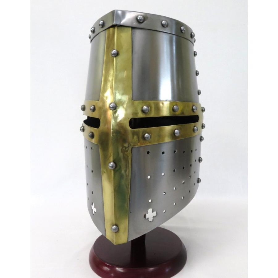 中世 スチール製 レザーライナー内蔵グレートヘルム 着用可 兜 西洋 鎧