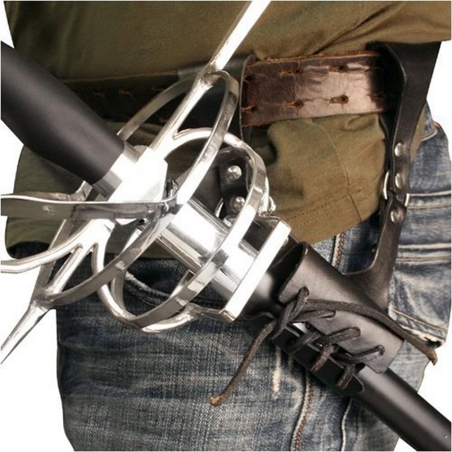 レザー ソードベルト ハンガー 鞘 ブラック 飾り帯 剣 日本刀 ホルダー