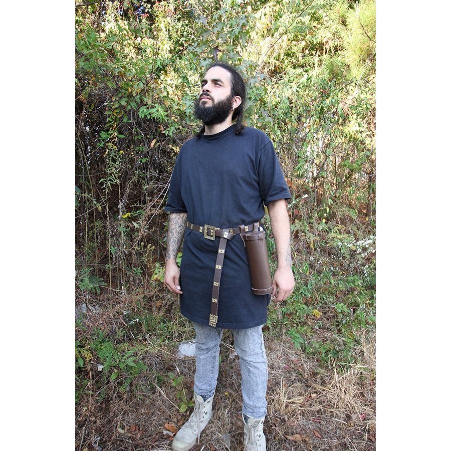 中世 レザー製 ボトルホルダー ドリンクケース 飾り帯 剣 鞘 兜 西洋