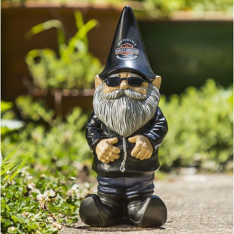 ポリレジン製 ガーデン彫像 ノーム 妖精 ハーレーダビッドソンのロゴ