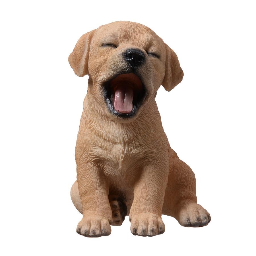 ポリレジン製 ガーデン彫像 動物 犬 あくびをする ラブラドール の子犬