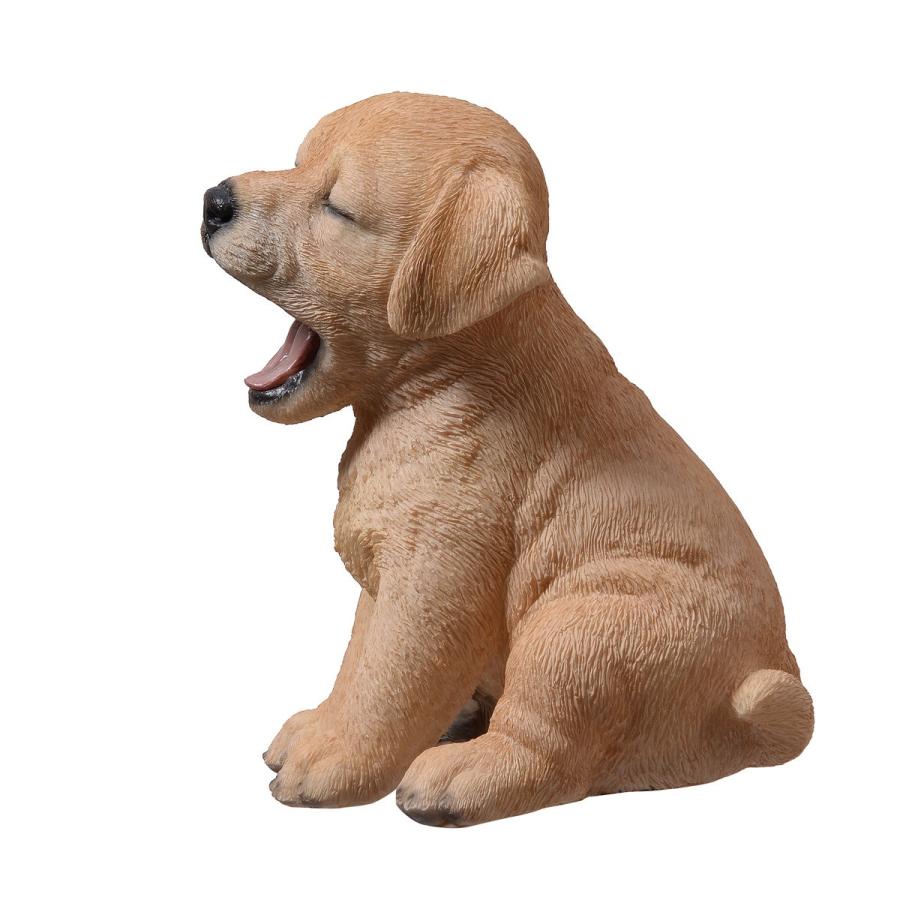 ポリレジン製 ガーデン彫像 動物 犬 あくびをする ラブラドール の子犬