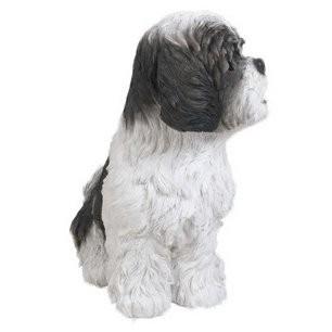 置物 彫像 座っている黒白の シーズー 犬の像 ガーデニング 庭 置物 彫像 座っている黒白の シーズー 犬の像 ガーデニング 庭