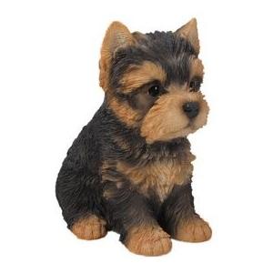 ポリレジン製 ガーデン彫像 座っているヨークシャーテリアの子犬の像