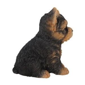 ポリレジン製 ガーデン彫像 座っているヨークシャーテリアの子犬の像