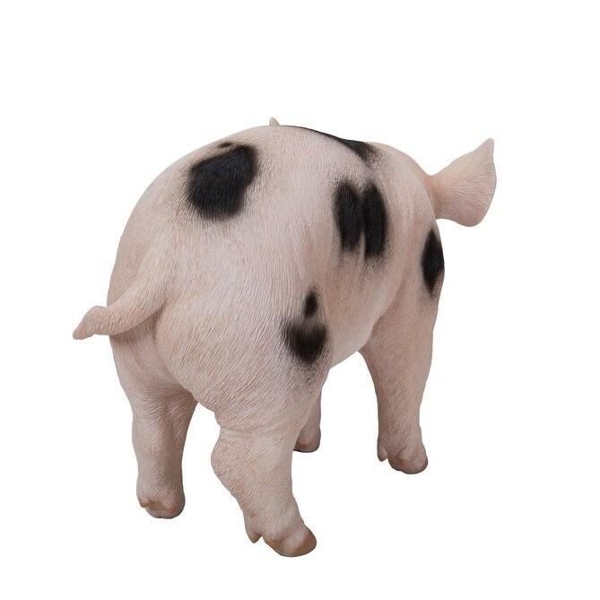 ポリレジン製 ガーデン彫像 黒い斑点模様の赤ちゃんブタの像 置物