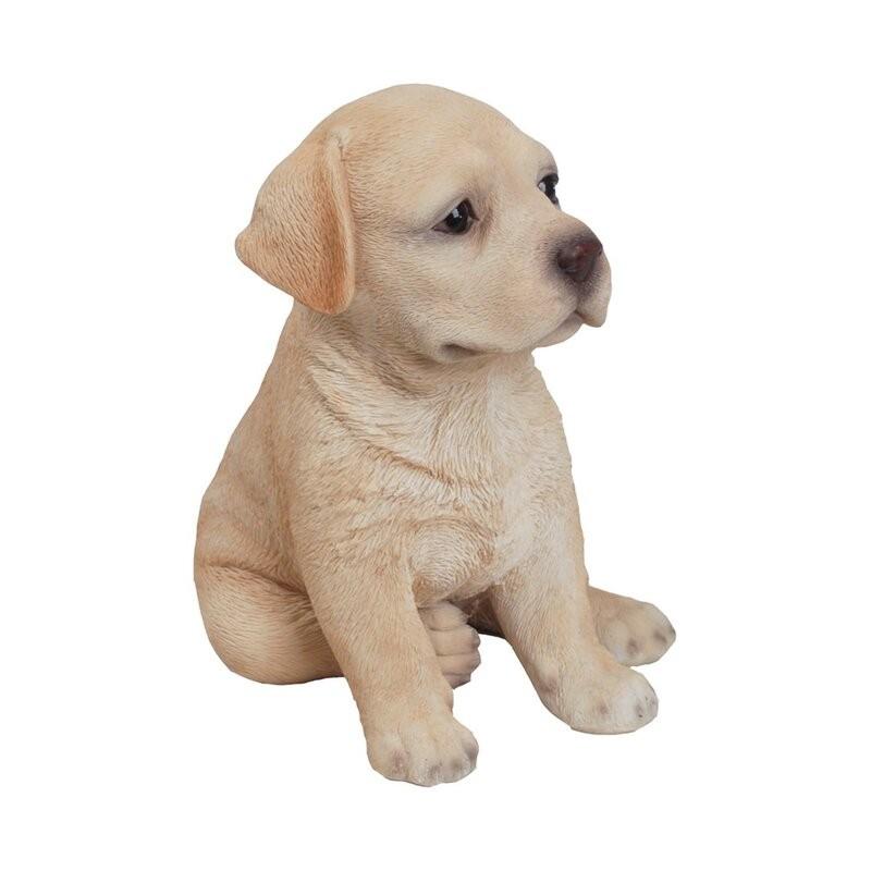 ポリレジン製 ガーデン彫像 動物 犬 座っている黄色のラブラドールの子犬の像 置物 ガーデニング 庭 いぬ イヌ 玄関 おしゃれ インテリア_1