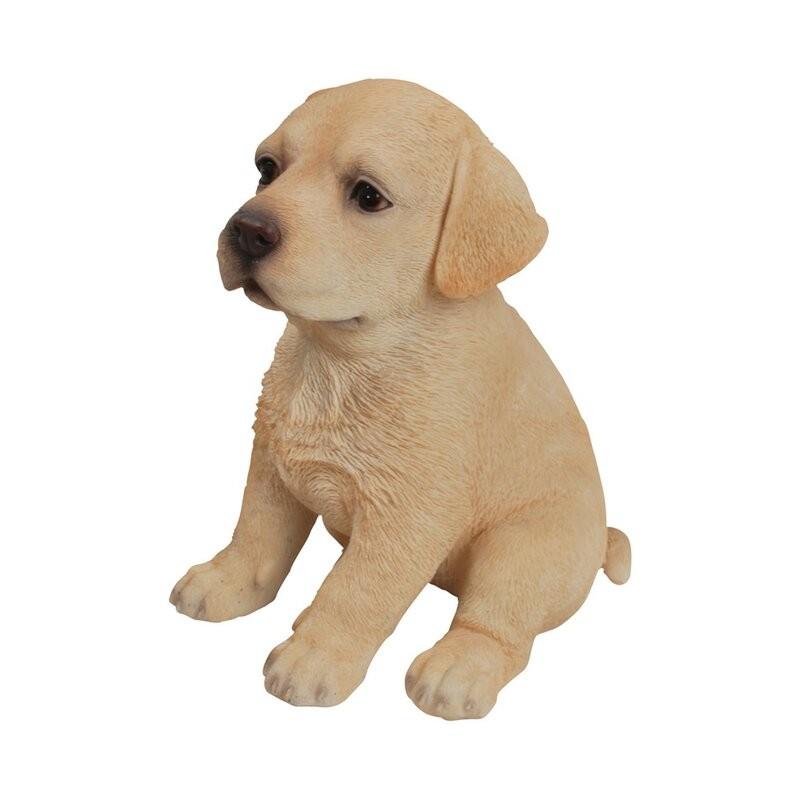 ポリレジン製 ガーデン彫像 動物 犬 座っている黄色のラブラドールの子犬の像 置物 ガーデニング 庭 いぬ イヌ 玄関 おしゃれ インテリア_2