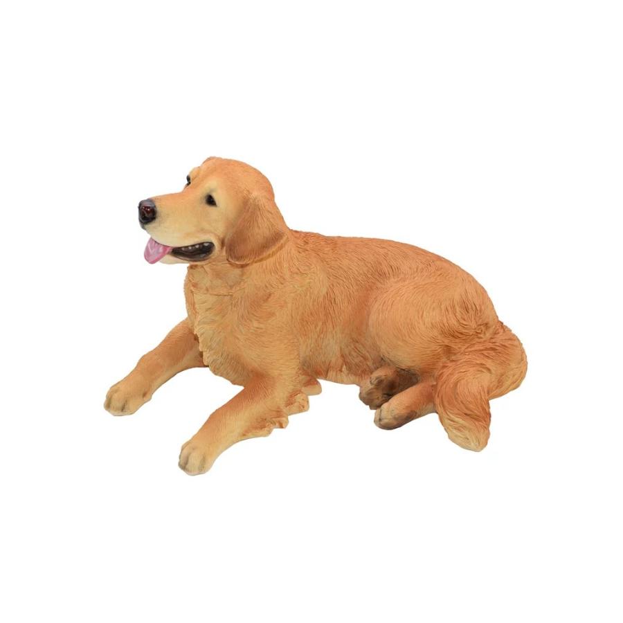 置物 彫像 横たわっているゴールデンレトリバー犬の像
