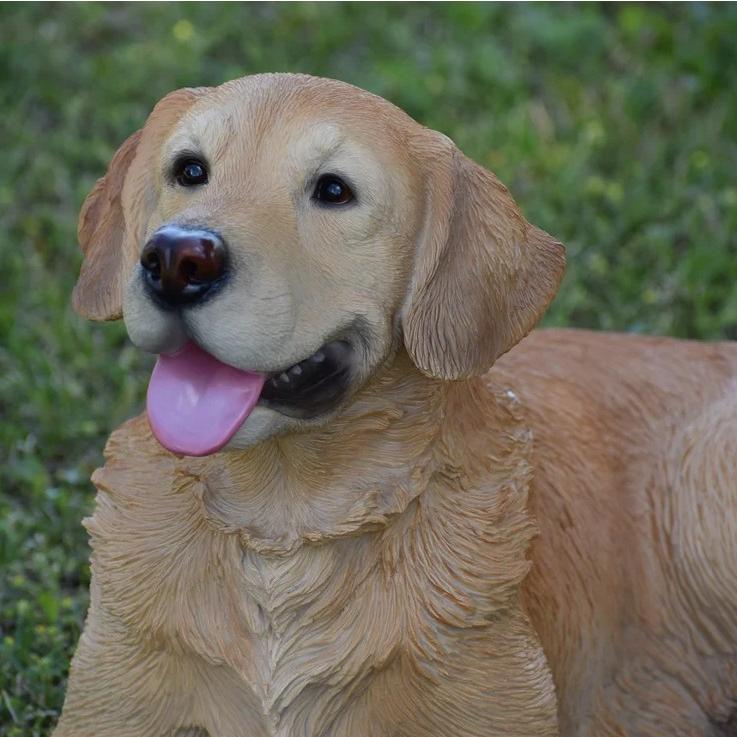 置物 彫像 横たわっているゴールデンレトリバー犬の像 ガーデニング 庭