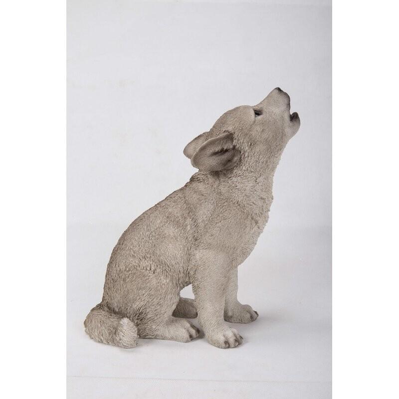 Wolf & the Wildling オオカミボンネット&しっぽセット 置物 彫像 動物 遠吠えをしている子供のオオカミの像