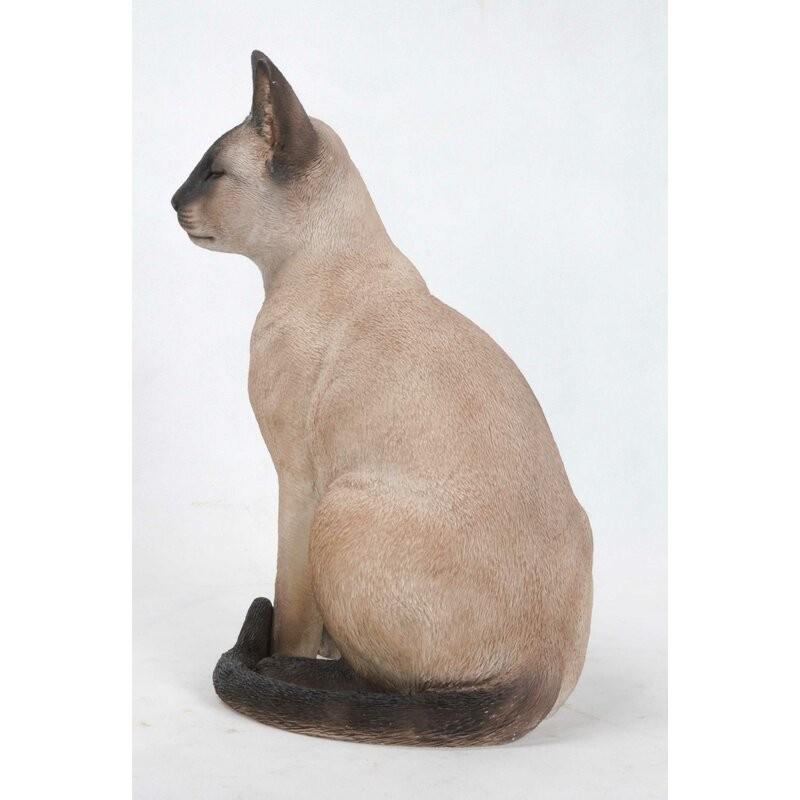 ポリレジン製 ガーデン彫像 座っているシャム猫(ネコ)の像 ポリレジン製 ガーデン彫像 座っているシャム猫(ネコ)の像