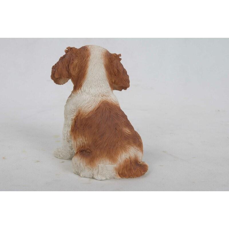 ポリレジン製 ガーデン彫像 座っているキャバリアの子犬の像 置物 ガーデニング 庭_2