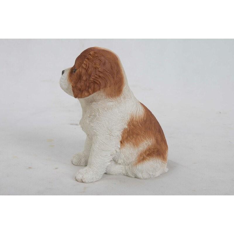 ポリレジン製 ガーデン彫像 座っているキャバリアの子犬の像 置物 ガーデニング 庭_3