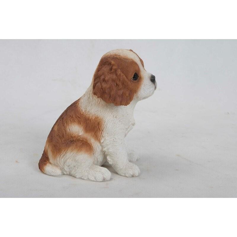 ポリレジン製 ガーデン彫像 座っているキャバリアの子犬の像 置物 ガーデニング 庭_4