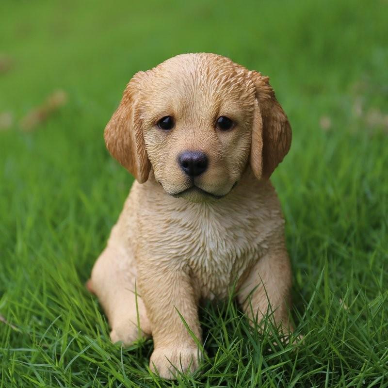 置物 彫像 座っている ゴールデンレトリバー の子犬の像 ガーデニング 庭 Dog Golden retriever ornament statue｜bezipang