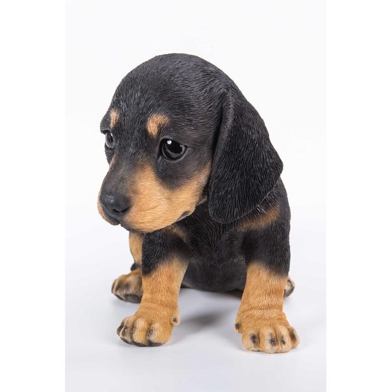 ポリレジン製 ガーデン彫像 ダックスフンド の子犬 犬 像 置物