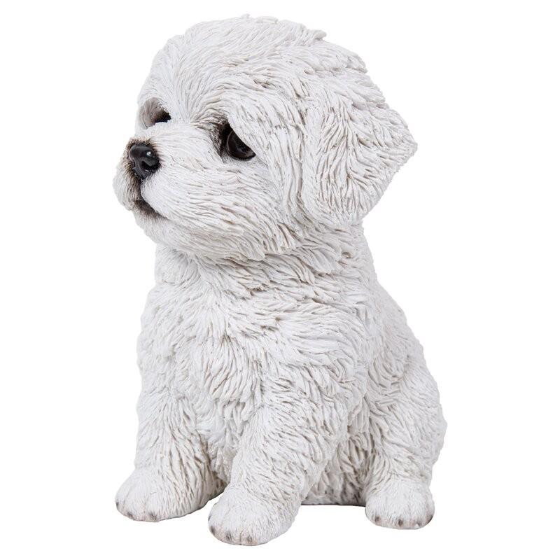 アウトレット マルチーズ 子犬 オブジェ 犬 置物 ガーデンオーナメント
