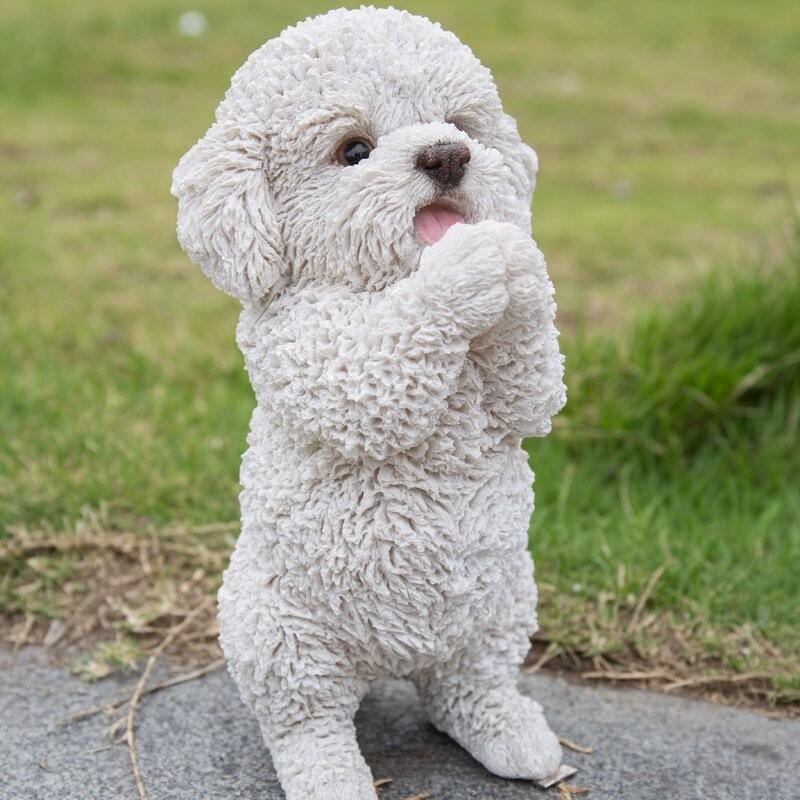 置物 彫像 おねだりをしている マルチーズ の子犬の像 置物 彫像 おねだりをしている マルチーズ の子犬の像