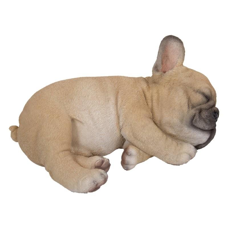 置物 彫像 横になって眠っている フレンチブルドッグ の子犬像 