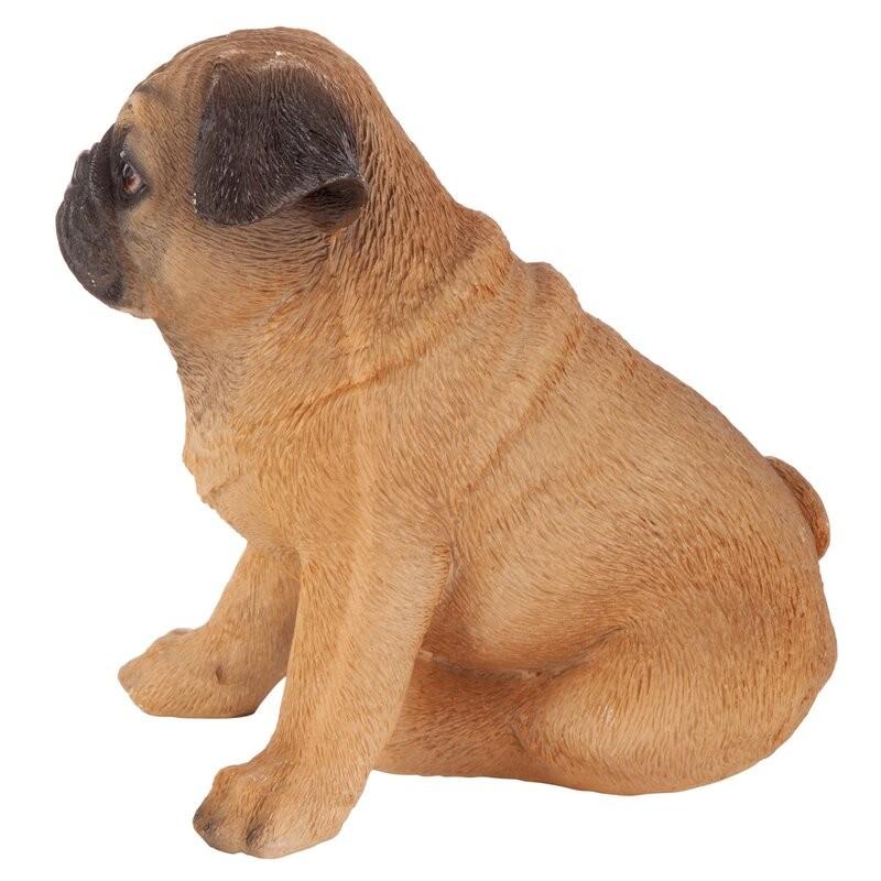 ポリレジン製 ガーデン彫像 動物 犬 座っているクリーム色のパグの子犬