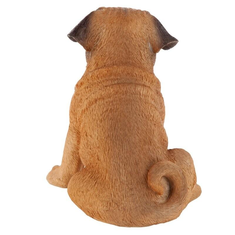 ポリレジン製 ガーデン彫像 動物 犬 座っているクリーム色のパグの子犬