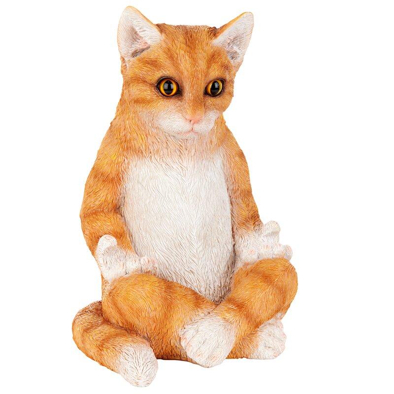 ポリレジン製 ガーデン彫像 動物 ネコ 座禅をしている子猫の像 置物 