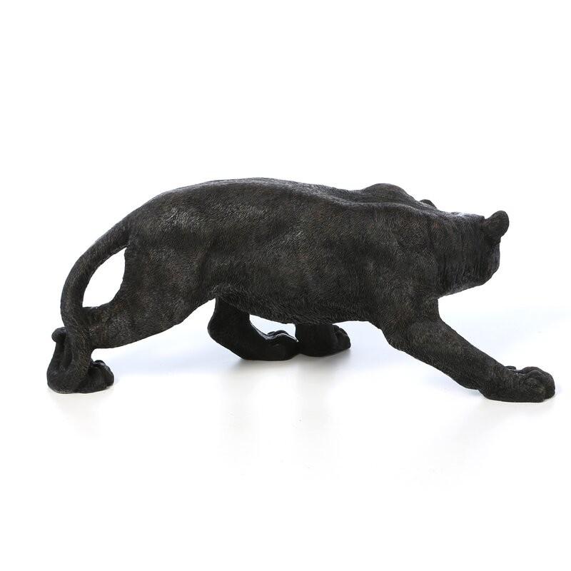 ポリレジン製 ガーデン彫像 身構えているシャドウプレデターパンサー黒