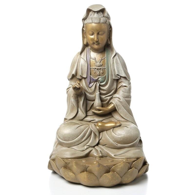 ポリレジン製ガーデン彫像 東アジアの慈悲の女神 観音菩薩の像 置物