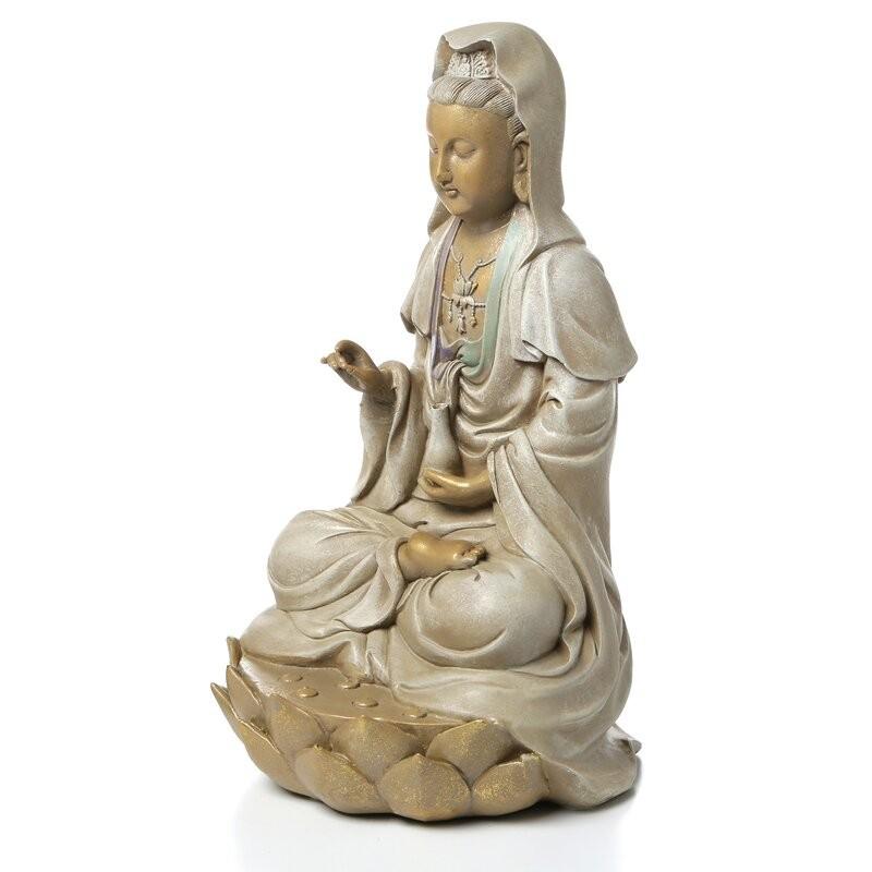 ポリレジン製ガーデン彫像 東アジアの慈悲の女神 観音菩薩の像 置物