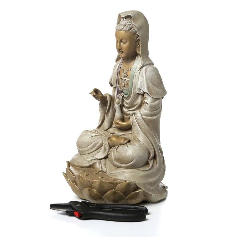 ☆b578、観音菩薩 装飾品 仏像 彫刻 禅 庭園 彫像 ポリレジン製ガーデン彫像 東アジアの慈悲の女神 観音菩薩の像 置物