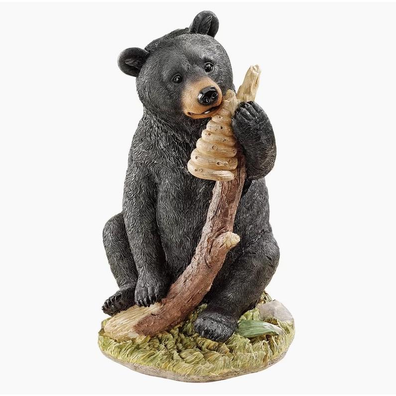 ポリレジン製 ガーデン彫像好奇心旺盛な黒熊の子のフィギュア「ハニー