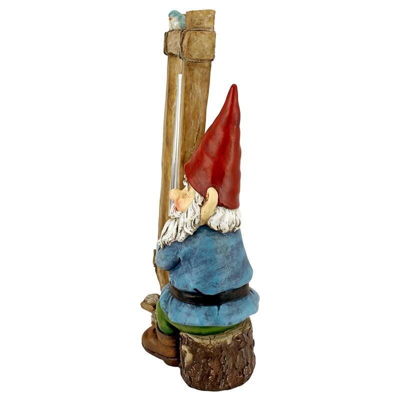 置物 彫像 ウインドチャイムを演奏している ノーム 妖精の像 ガーデニング 庭 Gnome ornament statue_2